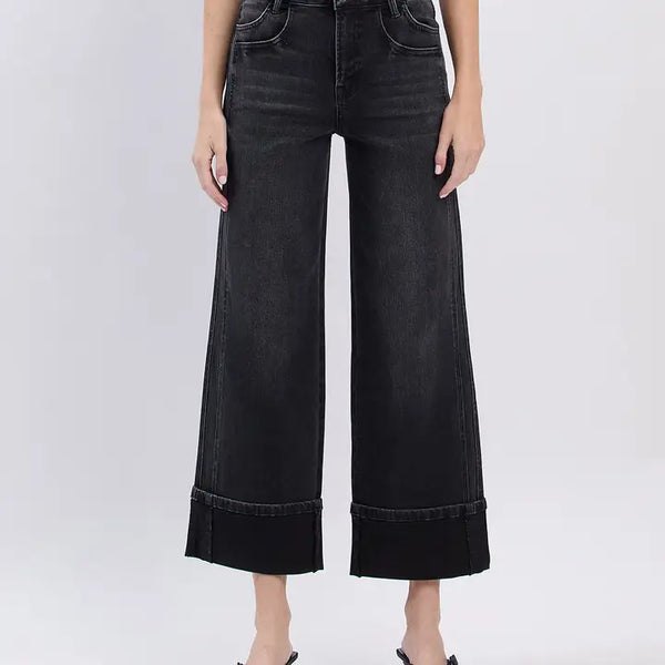 Black Cuffed Baggy Jeans