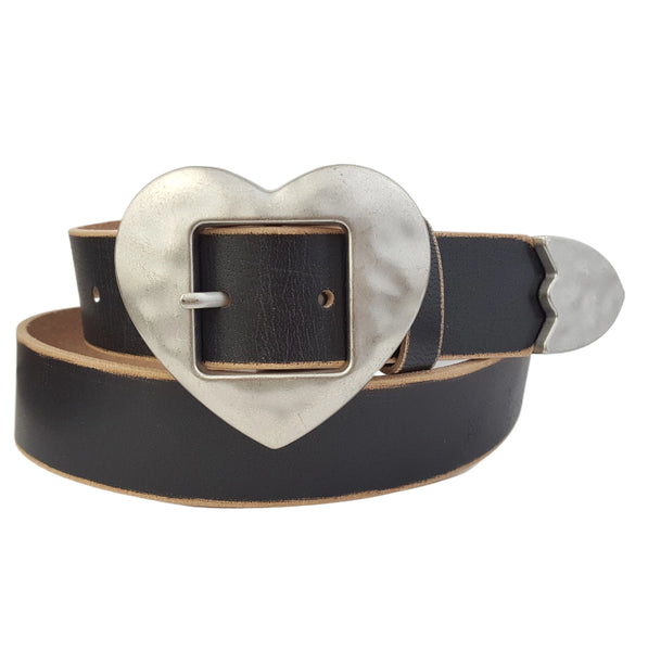 Hammered Heart Leather Belt