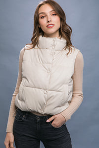 Audrey Faux Leather Puff Vest