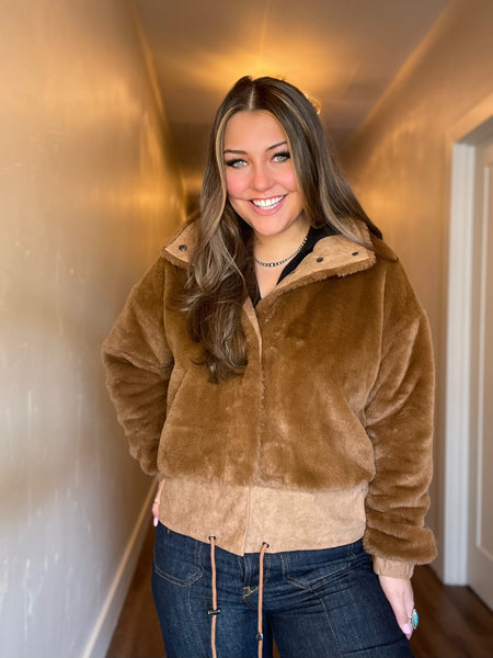 Hot Chocolate Faux Fur Bomber