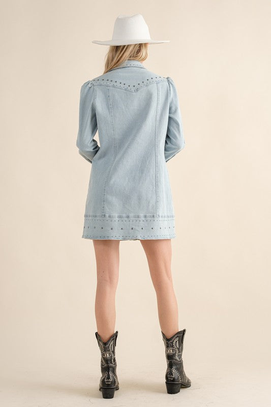 Women's Steele Studded Denim Dress S Women's Steele Studded Denim Dress S