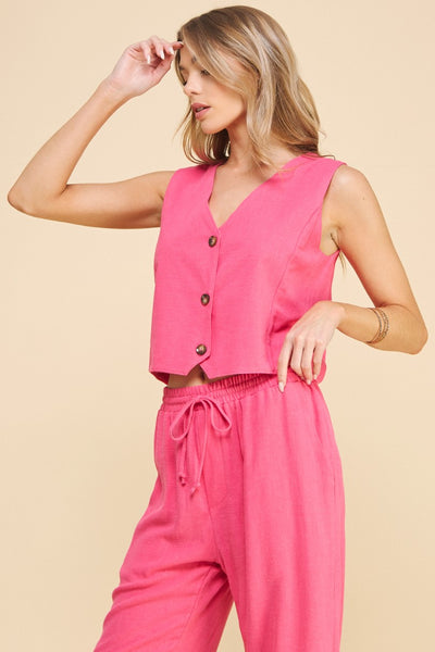 Pink Linen Vest