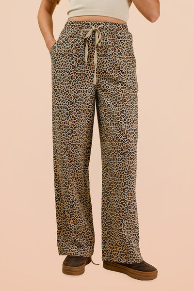 Beige Leopard Print Pants
