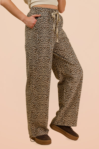 Beige Leopard Print Pants