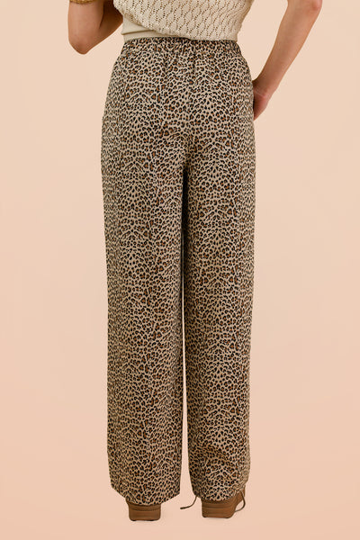 Beige Leopard Print Pants