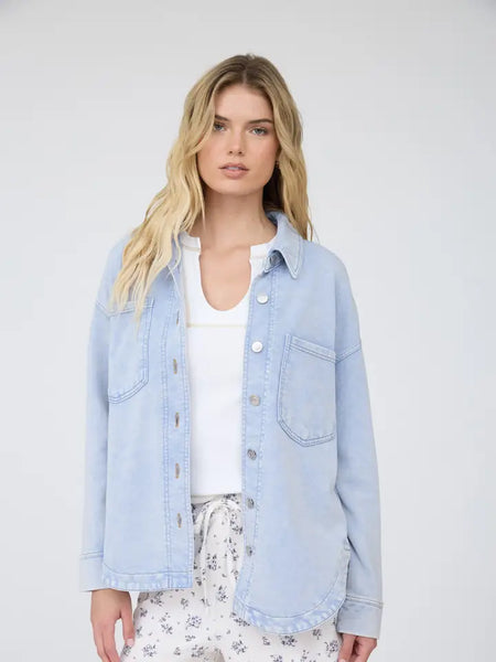 Acid Wash Knit Shacket