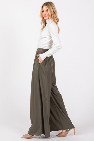 Silky Olive Pants