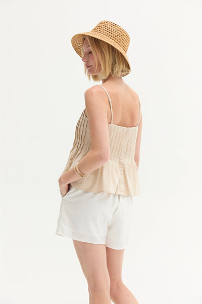 Claudia Pleated Linen Top