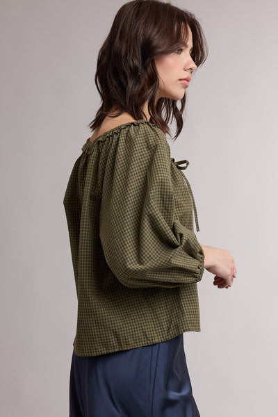 Gingham Peasant Blouse