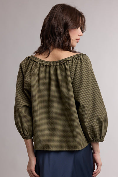 Gingham Peasant Blouse
