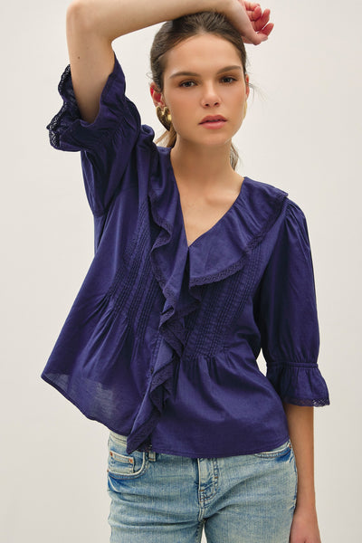 Beatrice Indigo Blouse