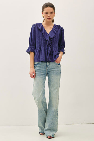 Beatrice Indigo Blouse