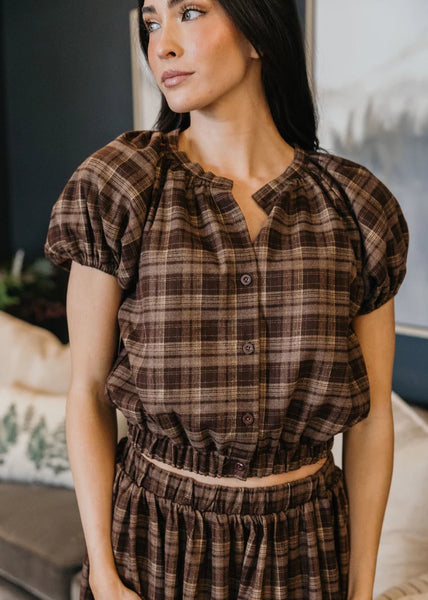Brownie Plaid Top