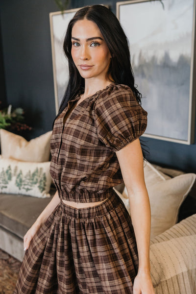 Brownie Plaid Top