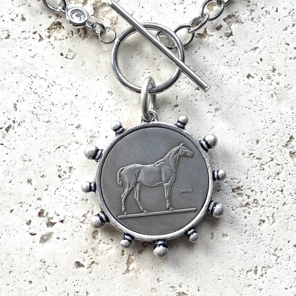 Cora Silver Horse Coin Necklace