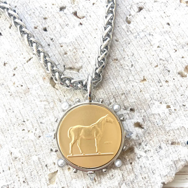 Mirabelle French Horse Coin Necklace