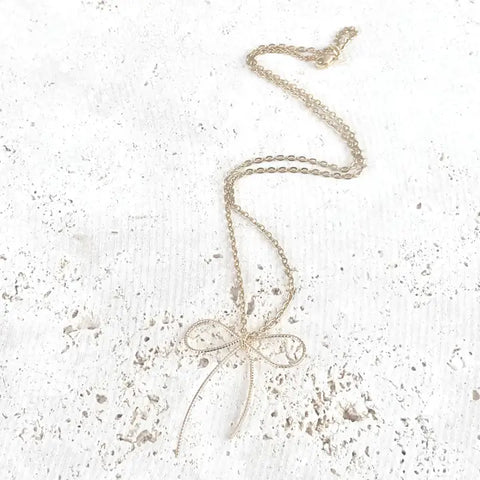 Handmade Gold Bow Necklace
