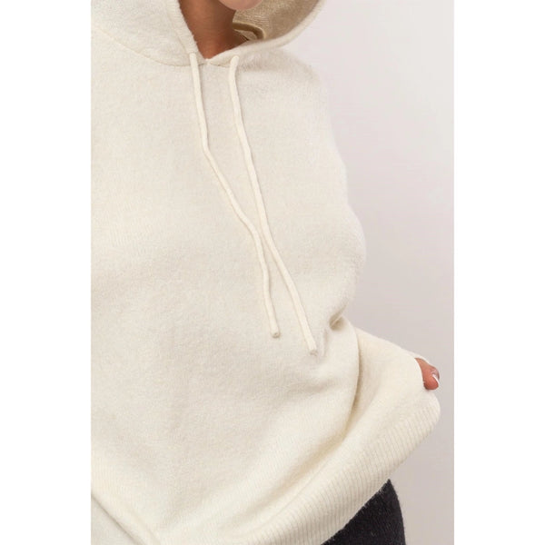 Drawstring Knit Hoodie Sweater