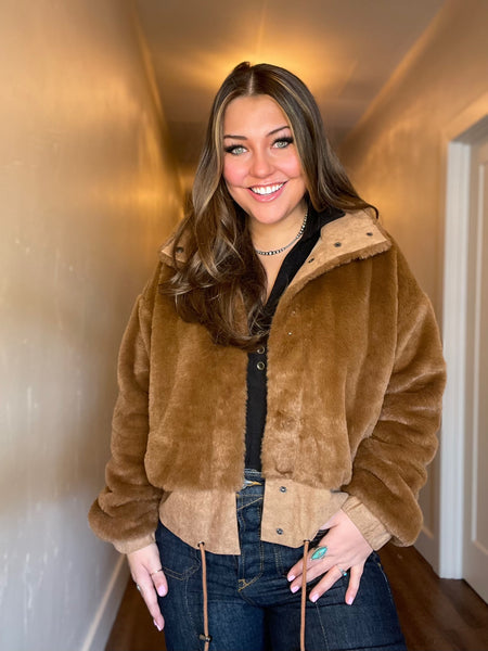 Hot Chocolate Faux Fur Bomber