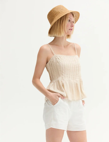 Claudia Pleated Linen Top