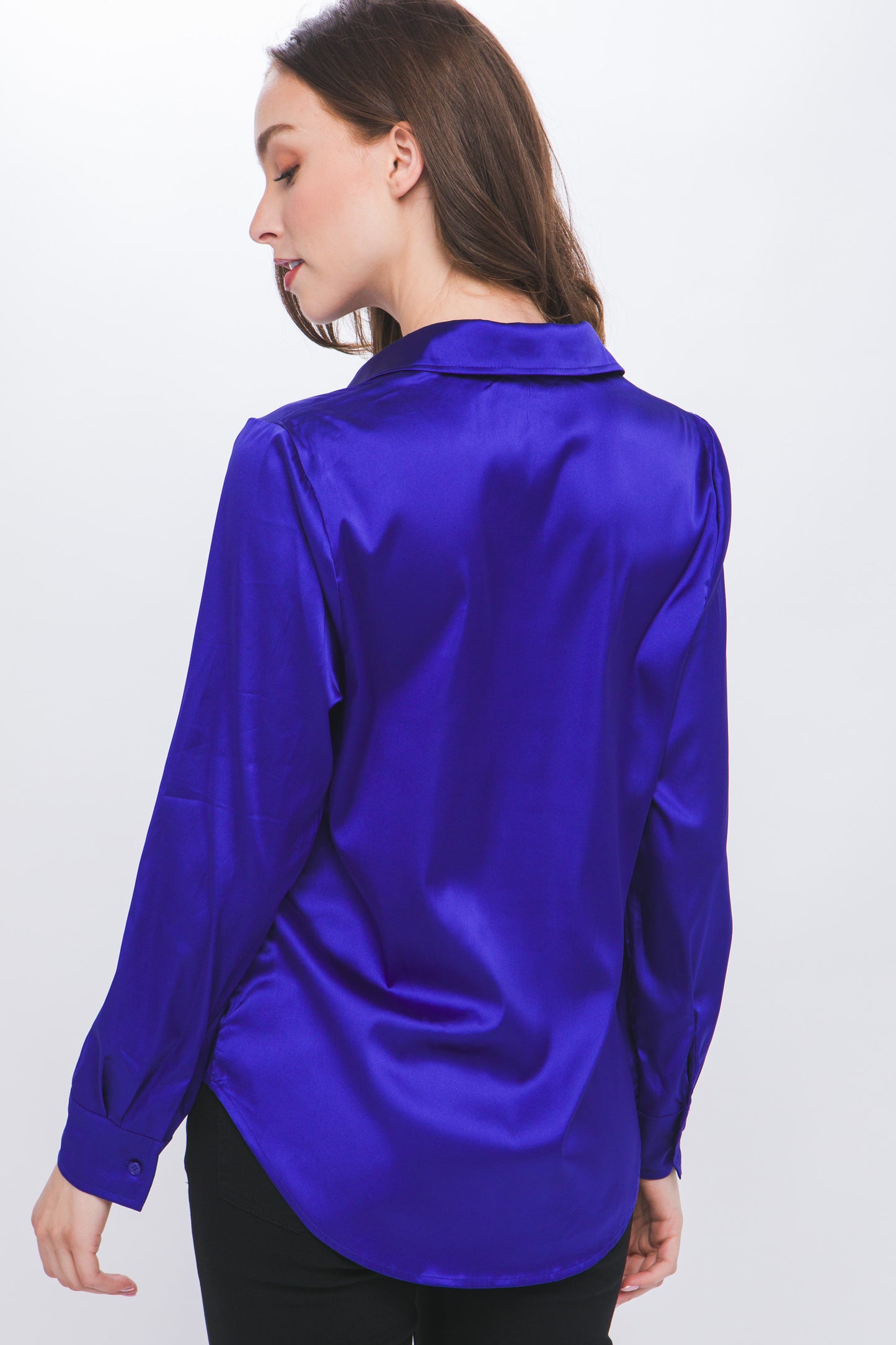 Royal Blue Satin Blouse