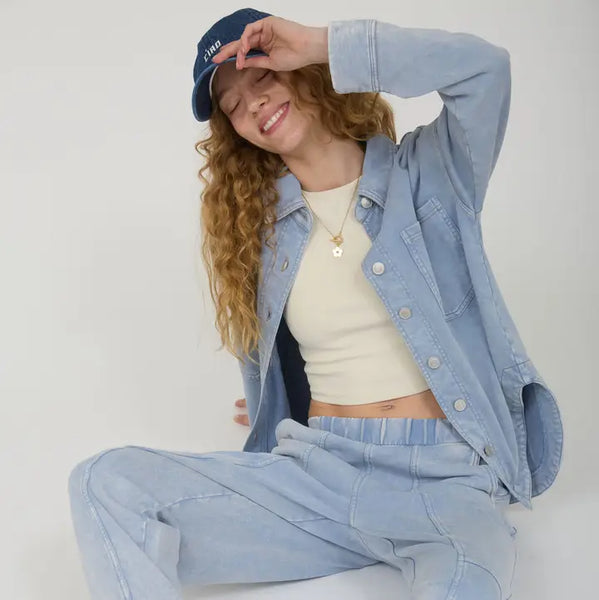 Acid Wash Knit Shacket