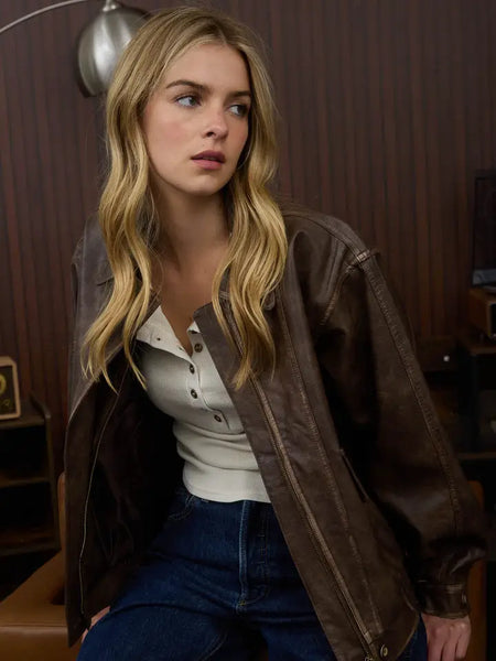 Faux Leather Bomber Jacket