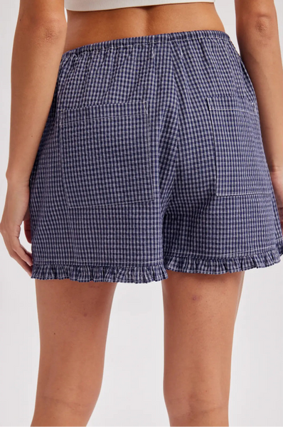 Plaid Ruffle Hem Shorts