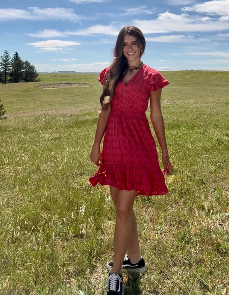 Fuchsia Eyelet Dress