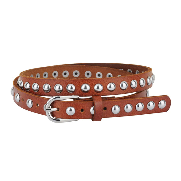 Skinny Studded Leather Belts