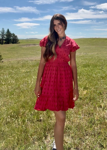 Fuchsia Eyelet Dress