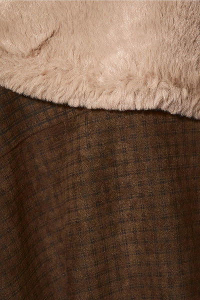 Plaid Shearling Collar Jacket