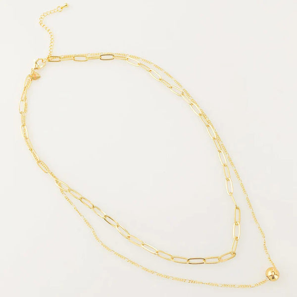 Gold Double Layer Chain Necklace