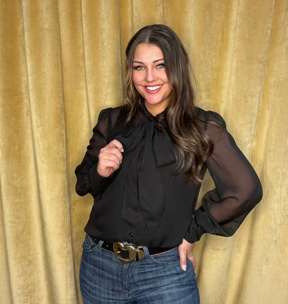 Houston Sheer Black Blouse