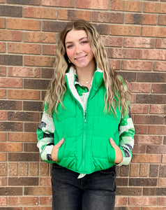 Kelly Green Reversible Puffer Vest