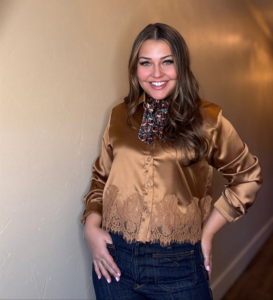 Shea Lace & Satin Blouse