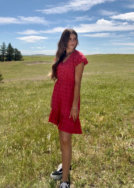 Fuchsia Eyelet Dress