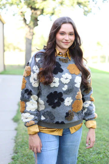 Puff Flower Sweater