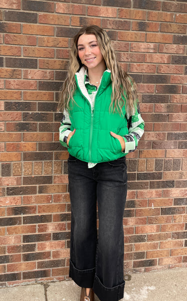 Kelly Green Reversible Puffer Vest