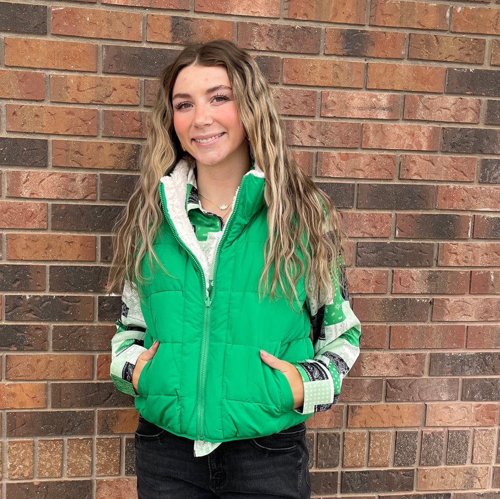 Veste matelassée sans manches à capuche Vert Veste matelassée sans manches à capuche Vert