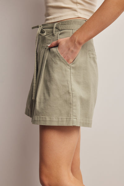 Drew Olive Pleated Shorts