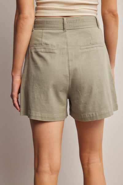 Drew Olive Pleated Shorts