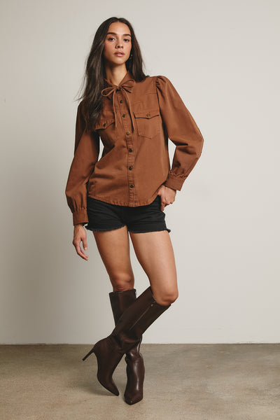 Brinley Mocha Denim Shirt