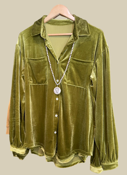 Evergreen Velvet Blouse