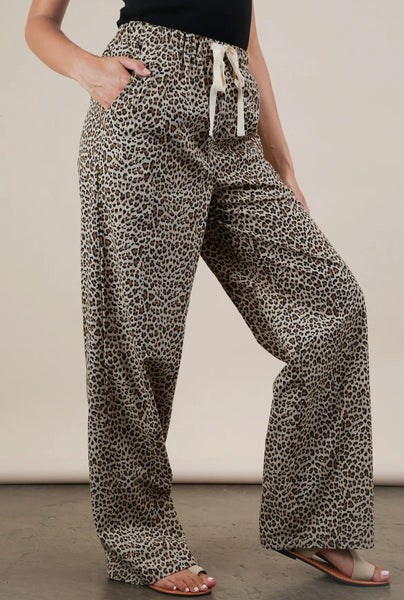 Beige Leopard Print Pants