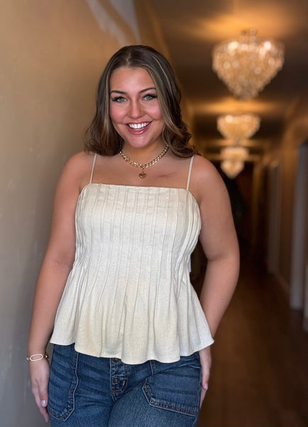 Claudia Pleated Linen Top
