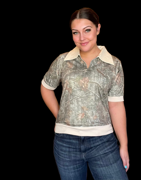 Camo Polo Top