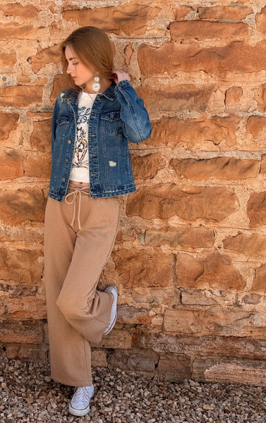 Taupe Studded Knit Pants