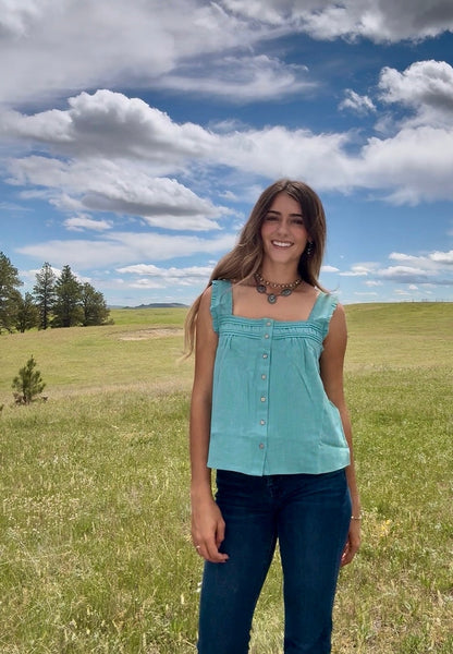 Dobie Pintuck Teal Tank