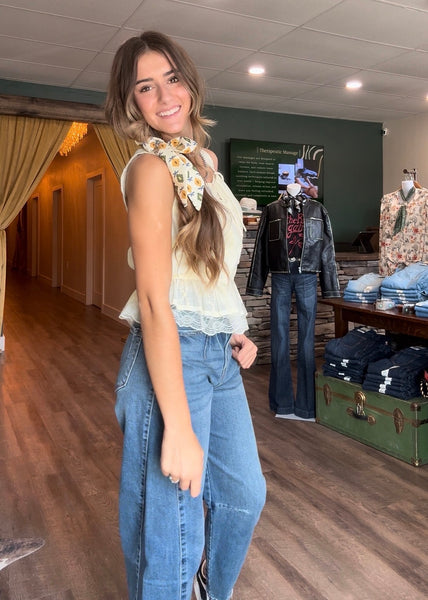 Butter Yellow Eyelet Top